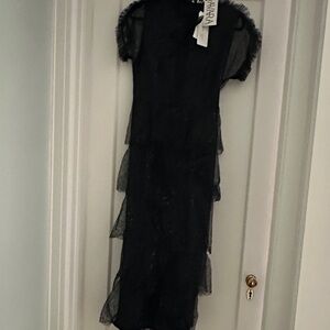 Amara Elegant Black Tiered Maxi Dress